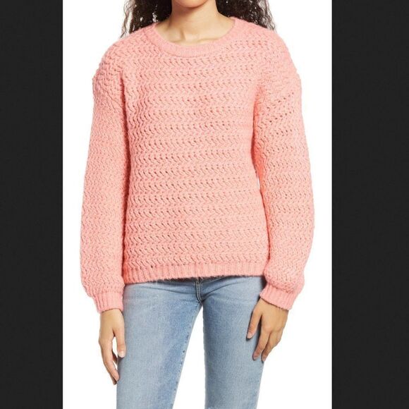 SWEATER SALE 3/$30 Vero Moda Pink Freja Balloon Sleeve Sweater Size M - Picture 1 of 8
